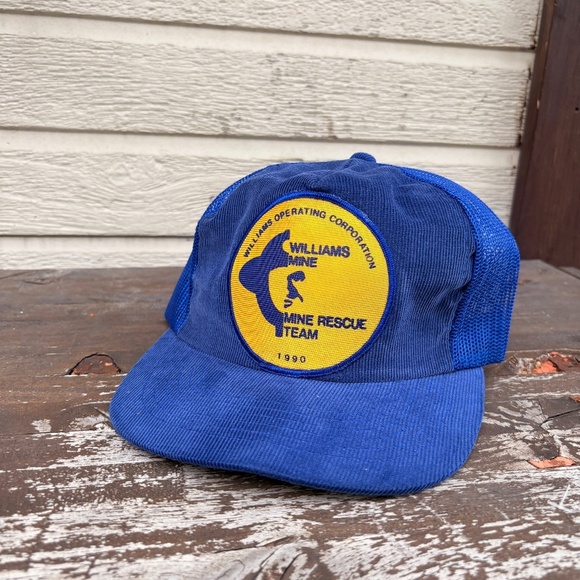 Vintage Williams Mine Rescue team trucker hat corduroy mesh snapback - Picture 1 of 5